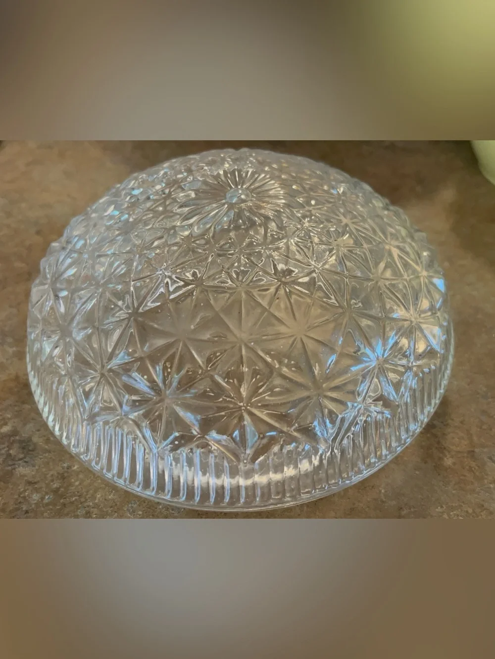 Vintage Pressed Glass Starburst Pattern Ceiling Light Fixture Cover